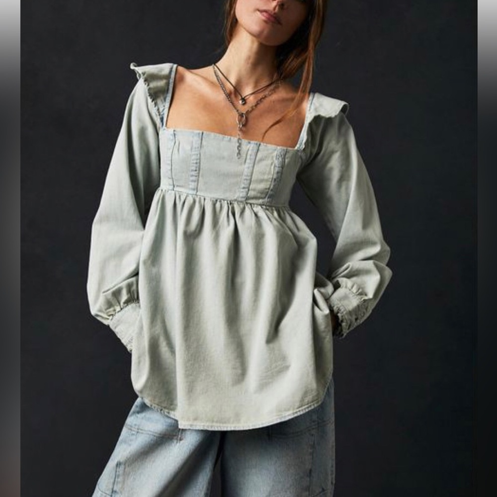 Free People Denim Babydoll Tunic